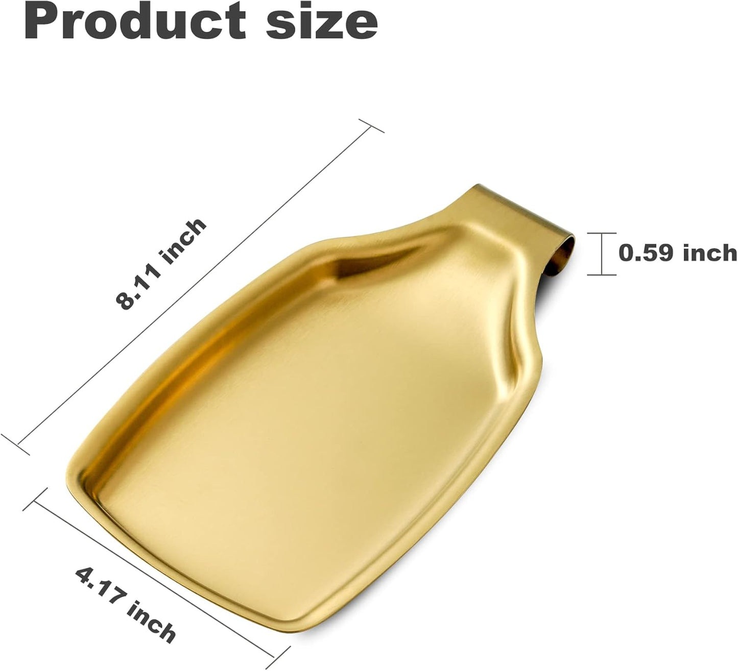 Gold Spoon Rest For Stove up, Stainless Steel Spoon Rest For Kitchen Counter, Large Kitchen Spoon Holder with Square Bottom, Spatula Spoon Ladle Utensil Holder, Heavy Duty.