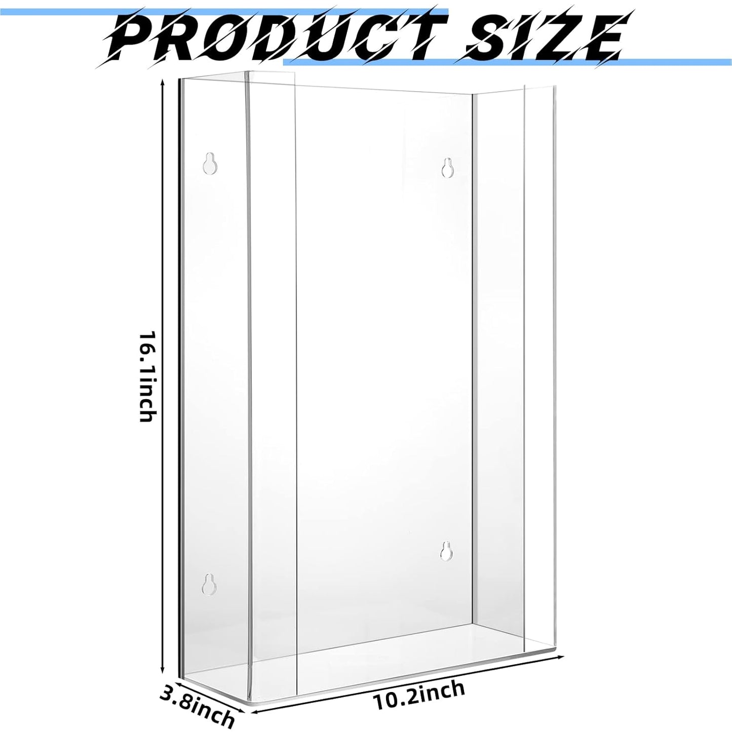 Weysat Wall Mounted Acrylic Glove Box Holder Double Dispenser Floating Glove Box Organizer Storage Rack for 3 Boxes for Kitchen Cleaning Closet Lab Exam Office (16.1 H x 10.2 W x 3.8 D)