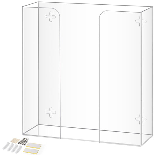 Storage Standard Double Glove Box Holder Dispenser - Kitchen, Medical, & Latex Gloves Holder Wall Mount or Countertop, Universal Fit - Thick Acrylic, Easy to Use, Slide, & Load Open Top Design - Clear