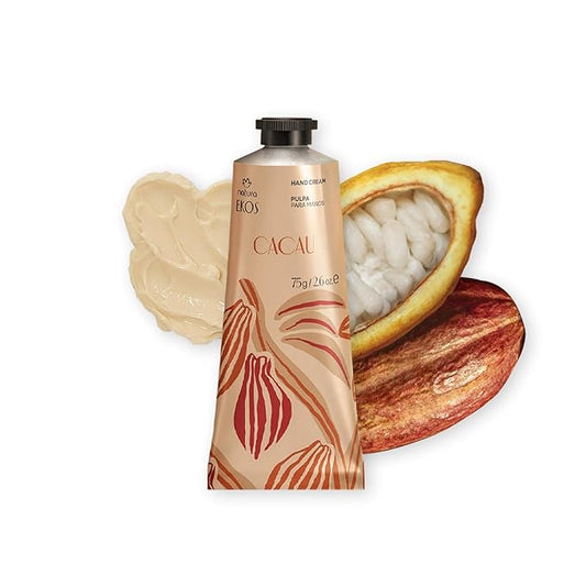 Natura Ekos Cacau Collagen Boosting Hand Cream - 48-Hour Deep Hydration Skin Moisturizer - Increase Skin's Natural Collagen - Vegan Skin Care - 2.6 oz (75g)