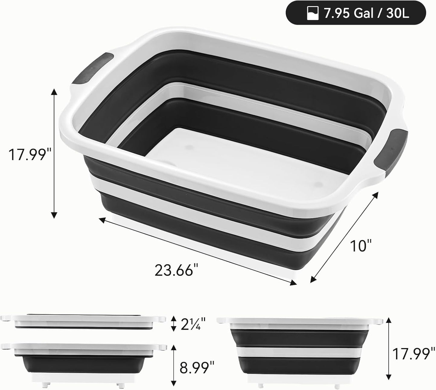 Collapsible BBQ Prep Tub with Cutting Board & Lid – 7.95 Gal / 30L Space-Saving Food Container – BPA-Free Heavy-Duty Plastic, Dishwasher Safe with Drain Hole – Offset Smoker, Backyard & Grilling
