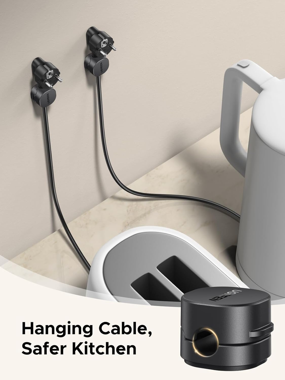 UGREEN Cable Organizer Clips, Adhesive Cable Management - 6-Pack Strong Magnetic Cord Holder for Desk to Keep Phone Charging Cables, Computer Cords, and Various Cord Organized for Nightstand, Black