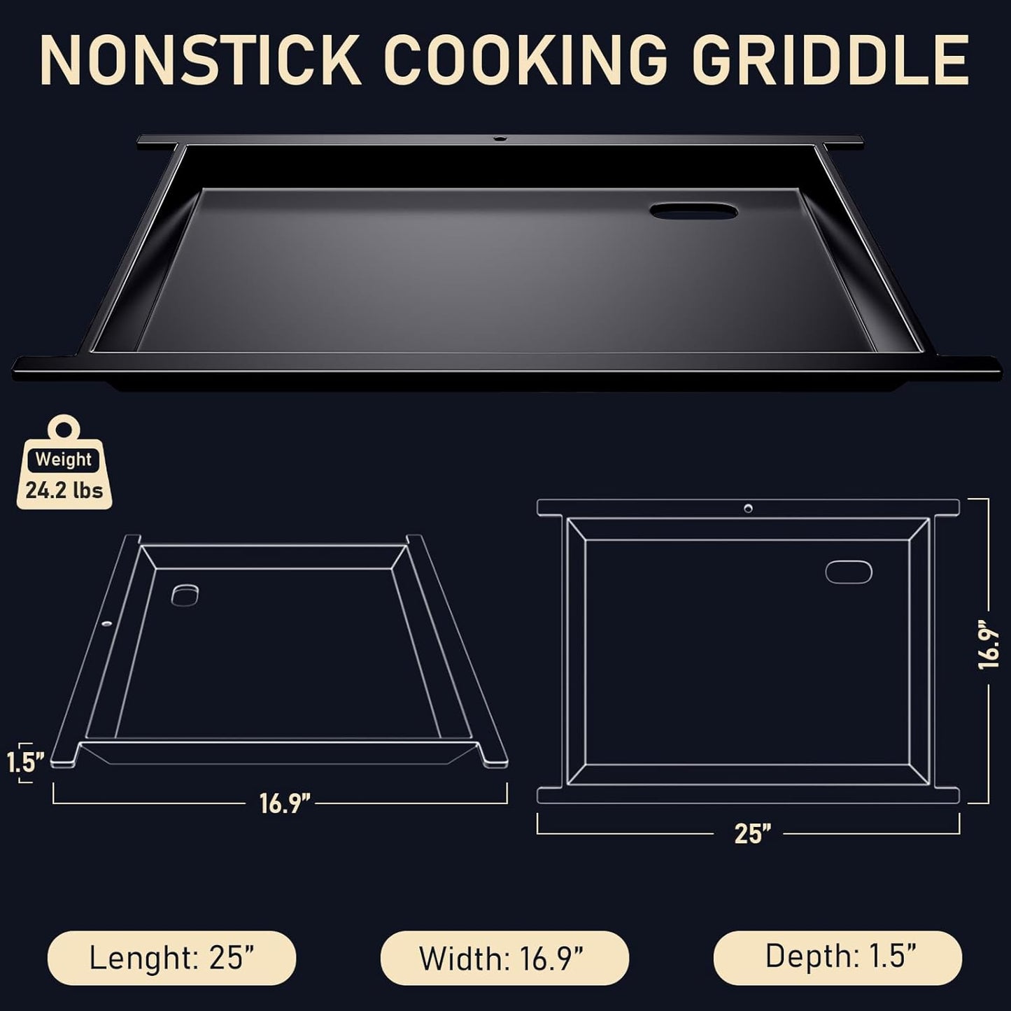 Utheer Nano-Ceramic Full Griddle for Ninja FlexFlame PG300,Professional-Grade Nonstick Full-Size Griddle Plate with Grease Drain,Rust-Resistant,BBQ Breakfast & Camping,Fit Ninja FlexFlame XSKFULGRIDLE