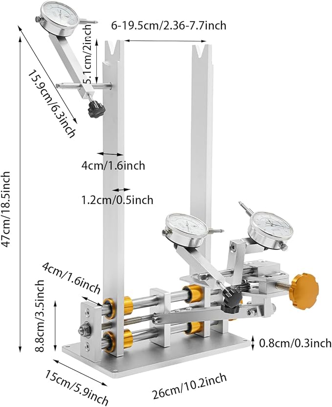 Bicycle Wheel Truing Stand, Professional Bike Wheel Repair Bracket with 3 Guages for 10-29 inch Wheels, Adjustable Rim Width