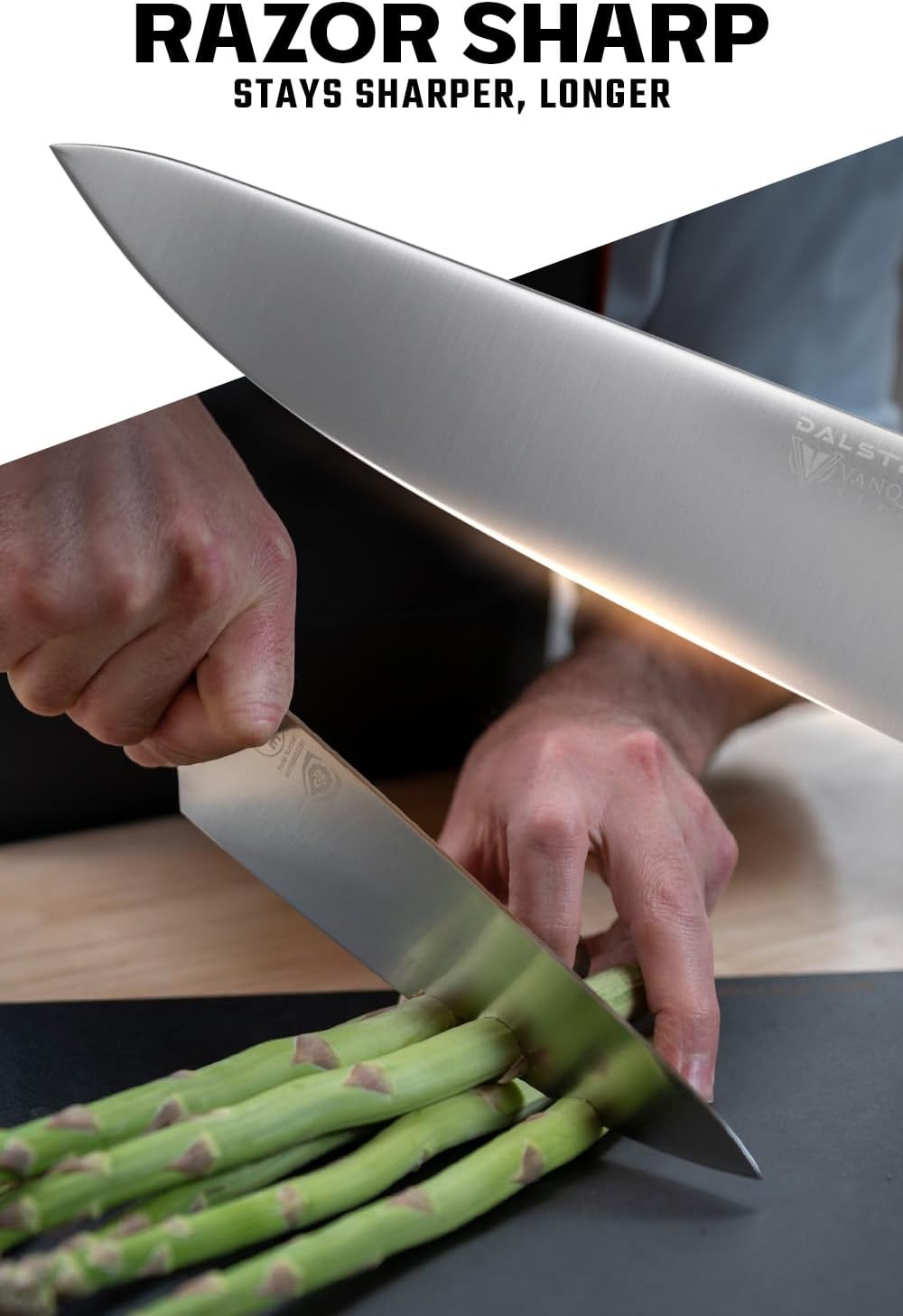 Dalstrong Knife Block Set-8pc-Vanquish Series-Forged High Carbon German Steel-Kitchen Knife Set-Premium Wood Block-Black POM Handle-NSF Certified-Men's Valetines Gift