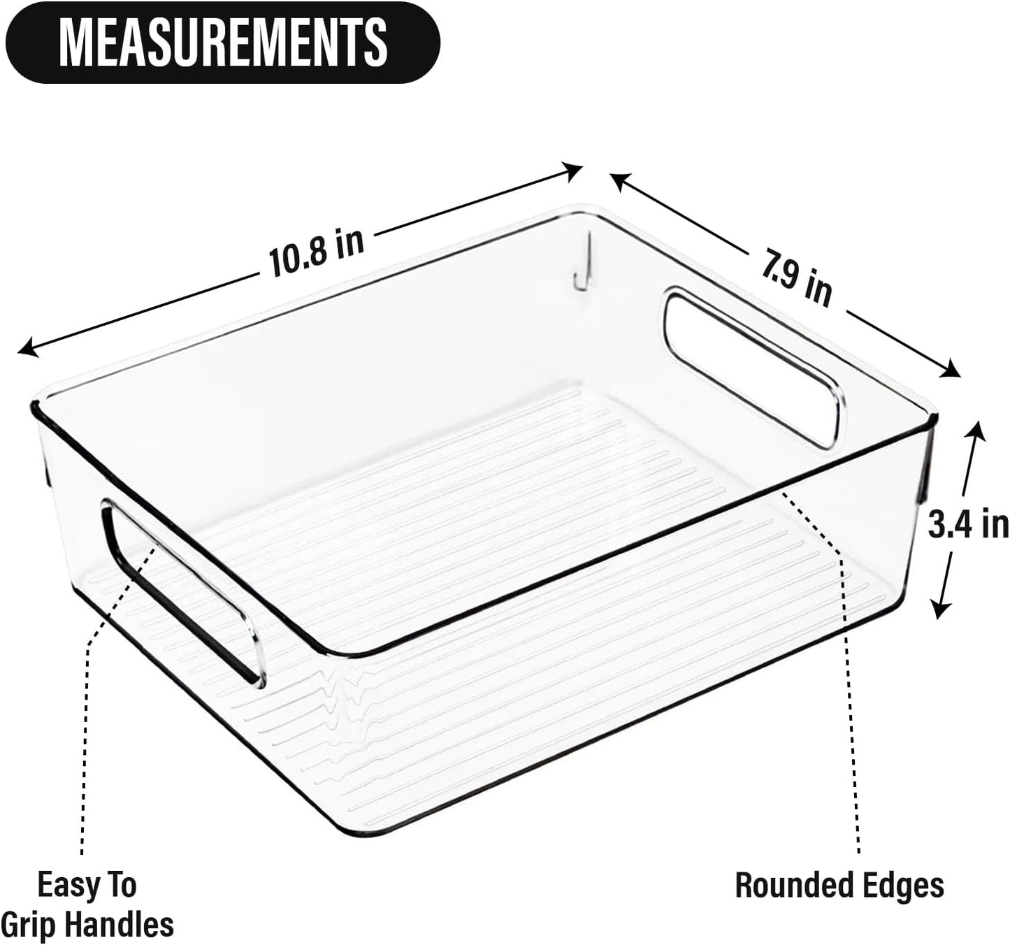 Clear Plastic Storage Bins, Pantry Organizers and Storage, Kitchen Organization and Storage Containers Bins for Organizing, Fridge, Freezer, Bathroom, Pantries, Medicine Cabinet Organizer Bin