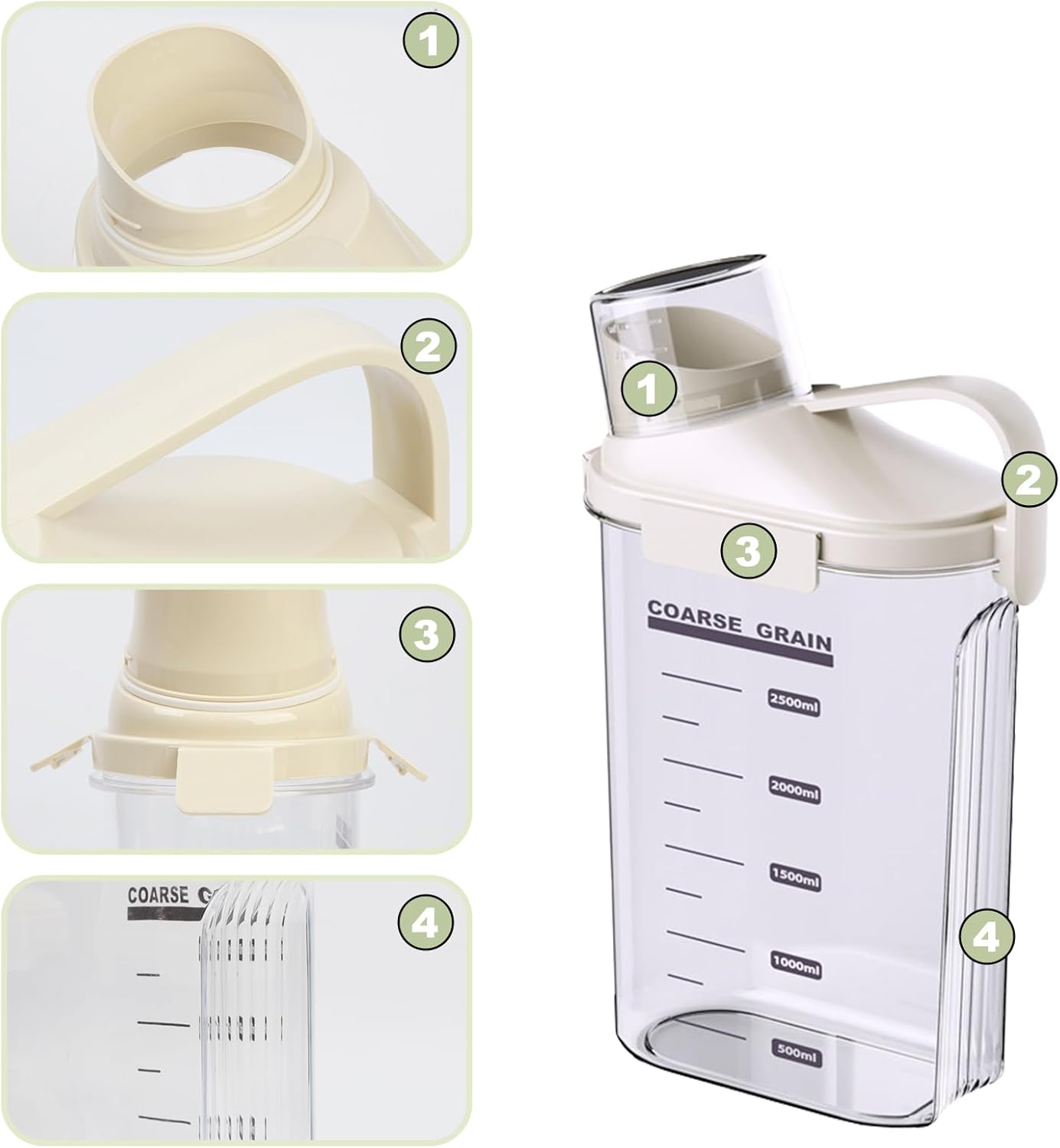 3 Pack Airtight Food Storage Containers Cereal & Dry Food Storage Container Set with Handles and Lids Clear Plastic Containers for Kitchen Cabinet Pantry Organization, 5.51LBS Rice Dispenser, Bpa Free