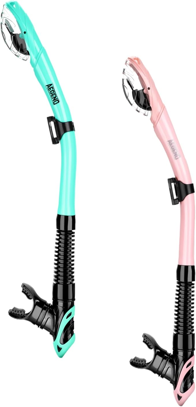 Aegend Dry Snorkel, Dive Mask Easy-Breath Free Diving Snorkel for Snorkeling Scuba Diving Freediving Swimming, with Top Dry Valve and Food-Grade Silicone Mouthpiece