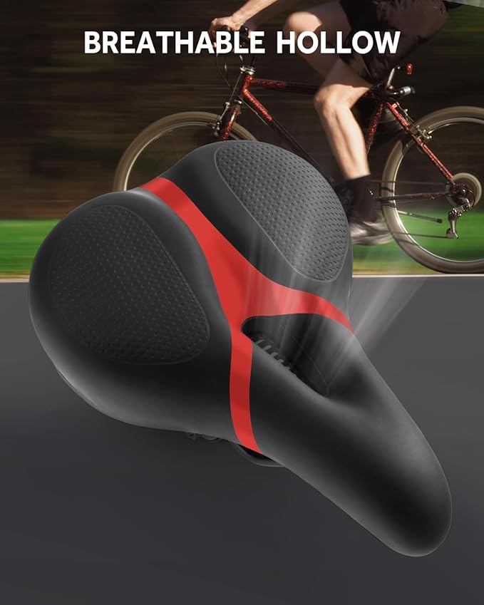 Bicycle Seat Replacement, Bike Seat for Men and Women, Comfort Wide Bike Saddle Memory Foam Padded Soft Bike Seat Cushion Compatible with Peloton, Mountain, City Bikes, Indoor Exercise Bikes
