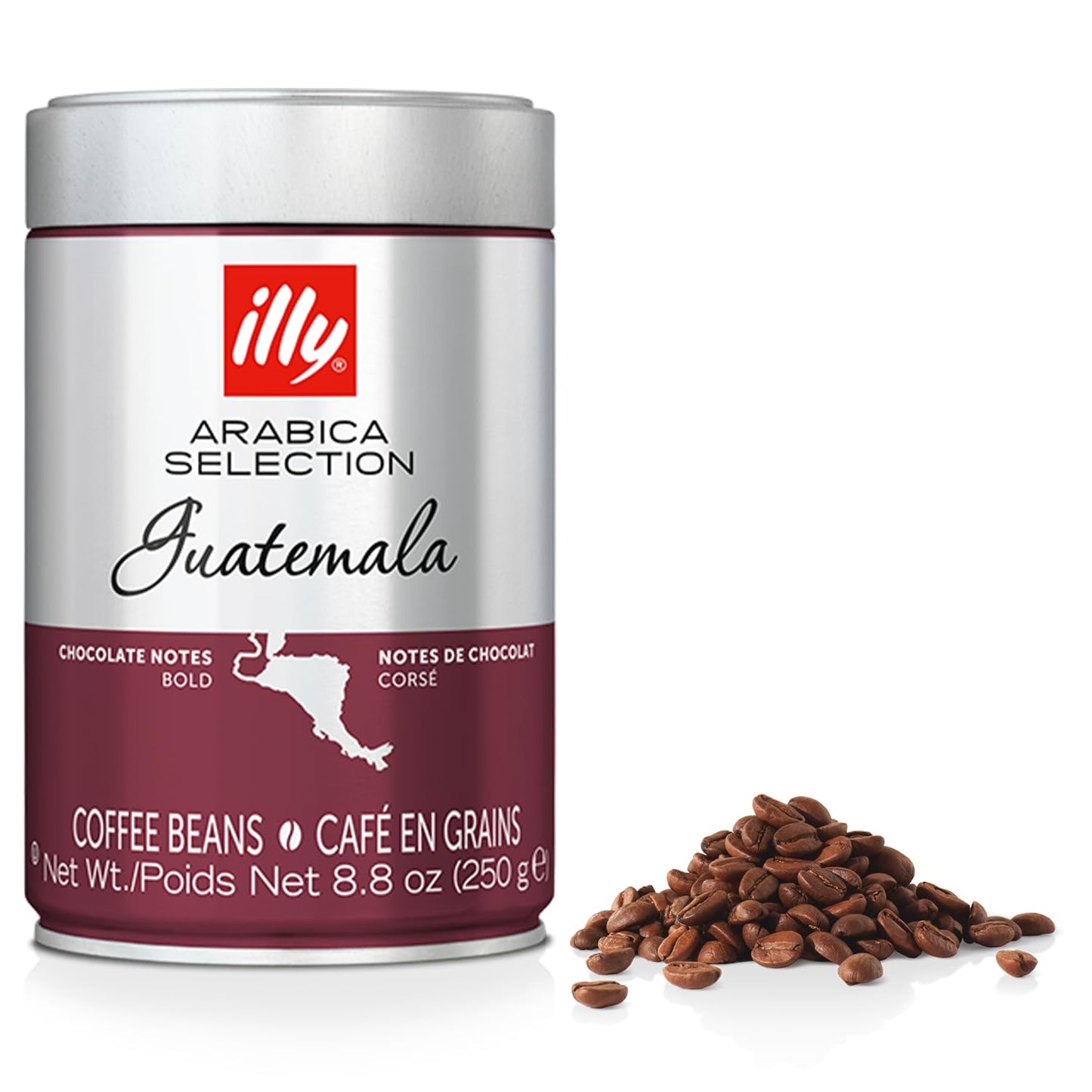 illy Whole Bean Coffee - Perfectly Roasted – Guatemala Dark Roast - with Notes of Chocolate – Complex & Balanced - 100% Arabica Beans - No Preservatives – 8.8 Ounce