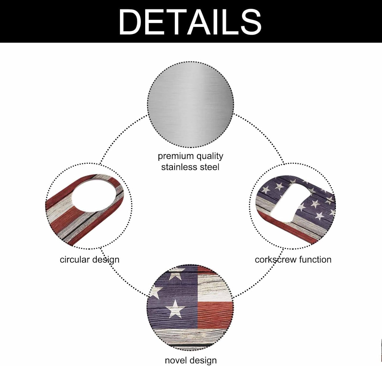 United States Flag Stainless Steel Bottle Opener America Flag Freedom Vintage Rustic Wooden Plank Patriotism Flat Beer Bottle Opener Keychain for Home Kitchen Bar Restaurant Party Gift