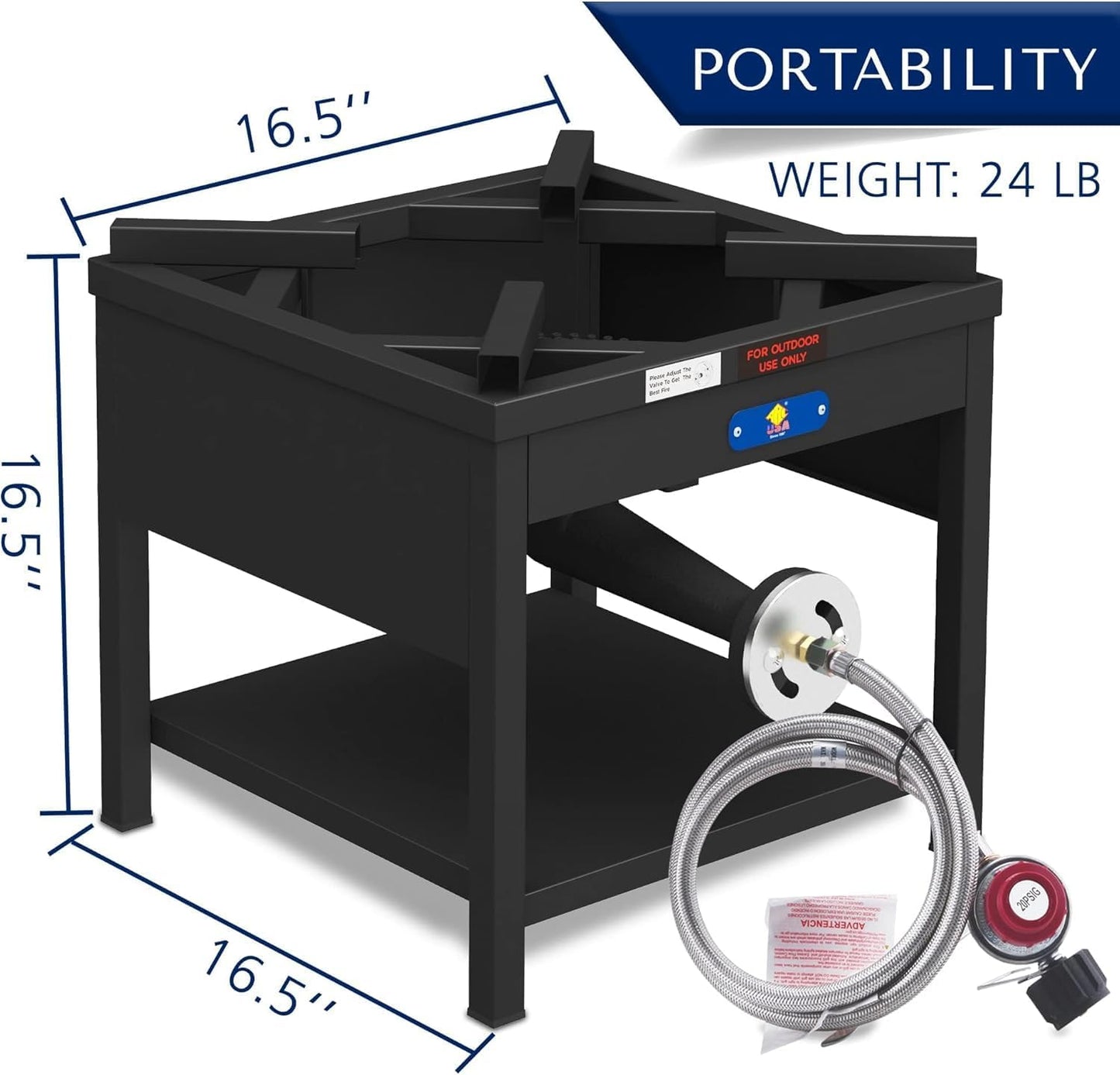 ARC 52QT Seafood Boiling Kit, 200,000BTU Propane Burner And Stainless Steel Crawfish Boil Pot w/Basket and Steamer Rack, For Outdoors Cooking and Steaming, Large Turkey Fryer, Lobster Shrimp Pot