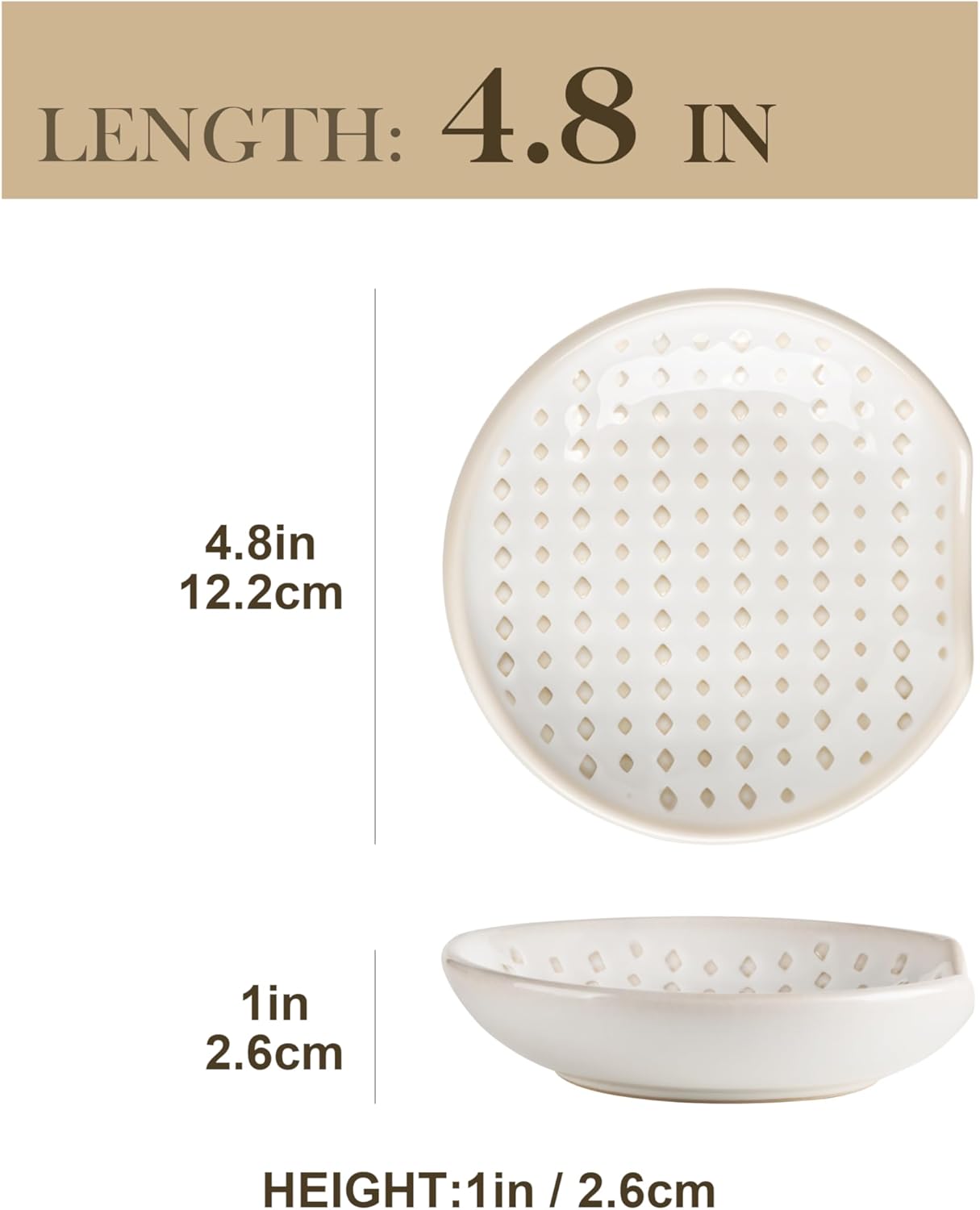 MALACASA Ceramic Spoon Rest for Stove Top, 4.8 inch Cooking Spoon Holder for Kitchen Counter,Utensil Rest for Ladle, Spatula, Spoons or Tongs, Modern Farmhouse Kitchen Décor - 03, Series LYDIA