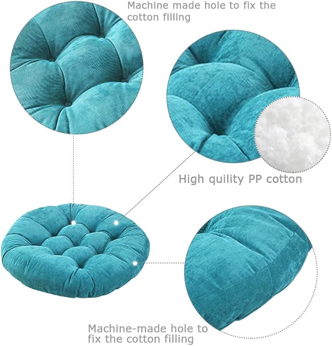 Tiita Floor Pillow Blue Cushion Round Seat Cushion Outdoor Floor Pad Meditation Cushion for Yoga Living Room Sofa Balcony, 22x22 Inch (Blue)