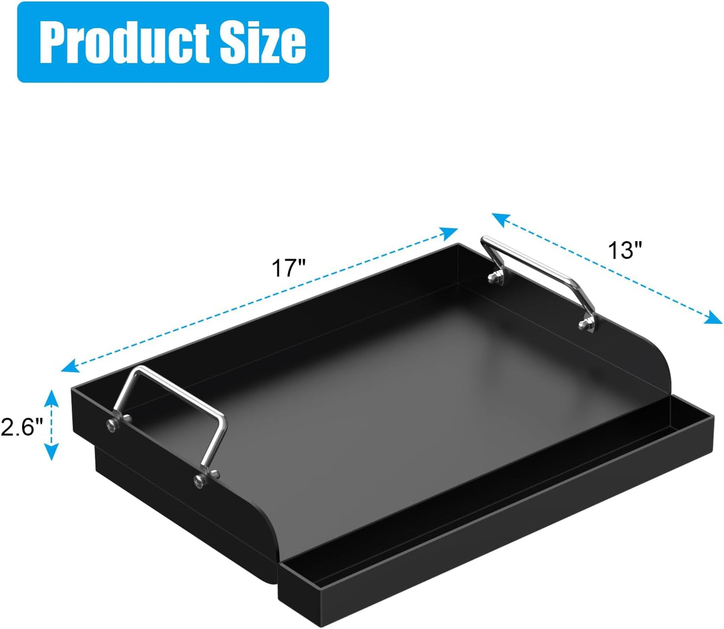Nonstick Coating Cooking Griddle Insert for Gas Grill, 17" x13" Universal Griddle Flat Top Plate with Removable Handles for Charcoal/Gas Stove/Electric, Large Griddle Plate for Outdoor Grill