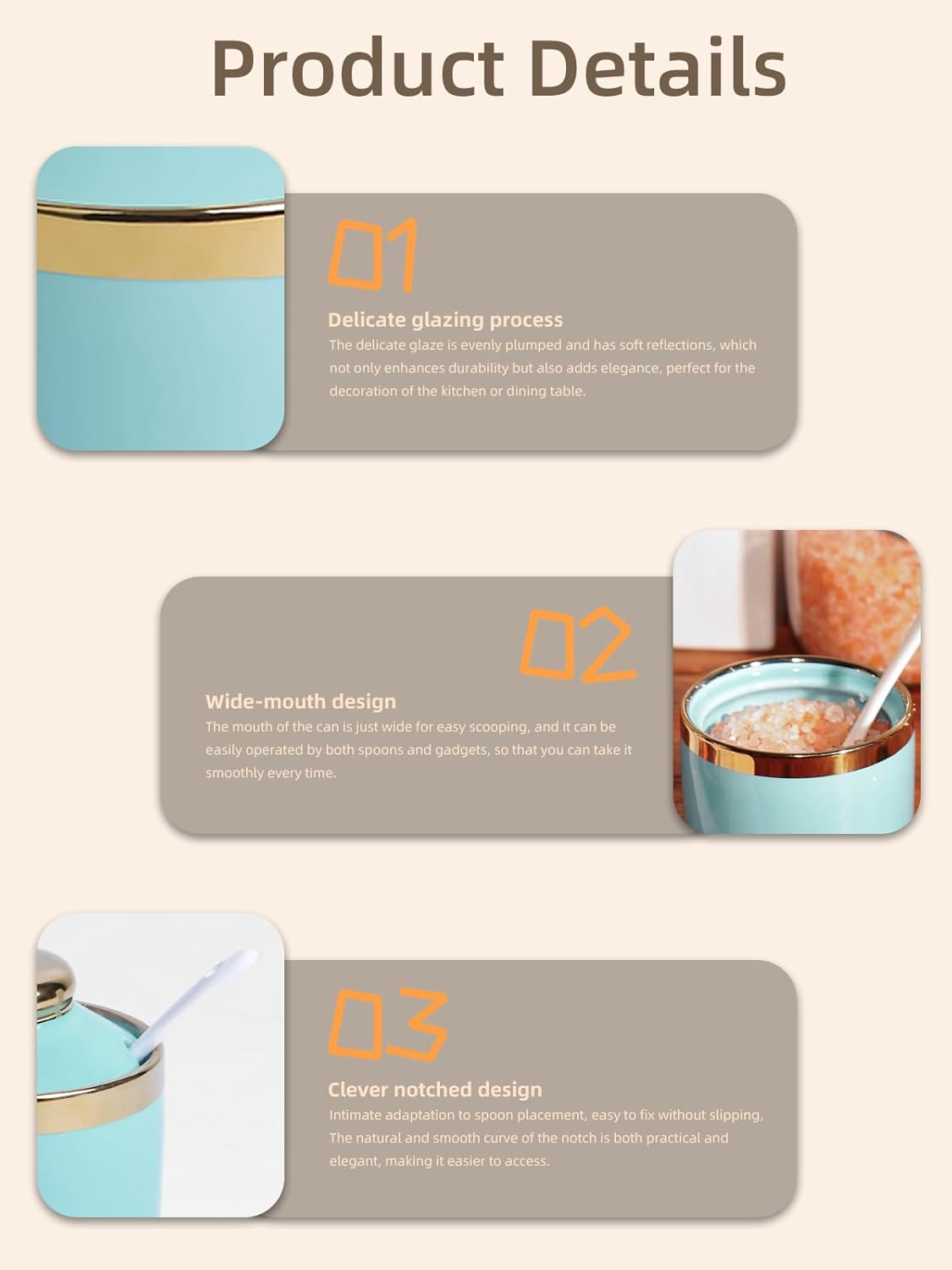 HAOTOP 8 oz Sugar Bowl with Lid and Spoon, Simple Ceramic Sugar Jar Sugar Dispenser Sugar Container Coffee Bar Accessories, Modern Kitchen Countertop Canisters, Turquoise