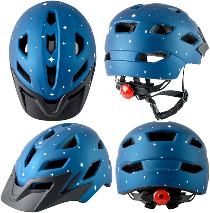 Kids Bike Helmet,Bavilk Kids Boys Girls Bike Helmets with LED Light Detachable Visor Children Youth Teen Multi-Sport for Skating Cycling Scooter Skateboard Adjustable & Lightweight 19.7"-22.4"