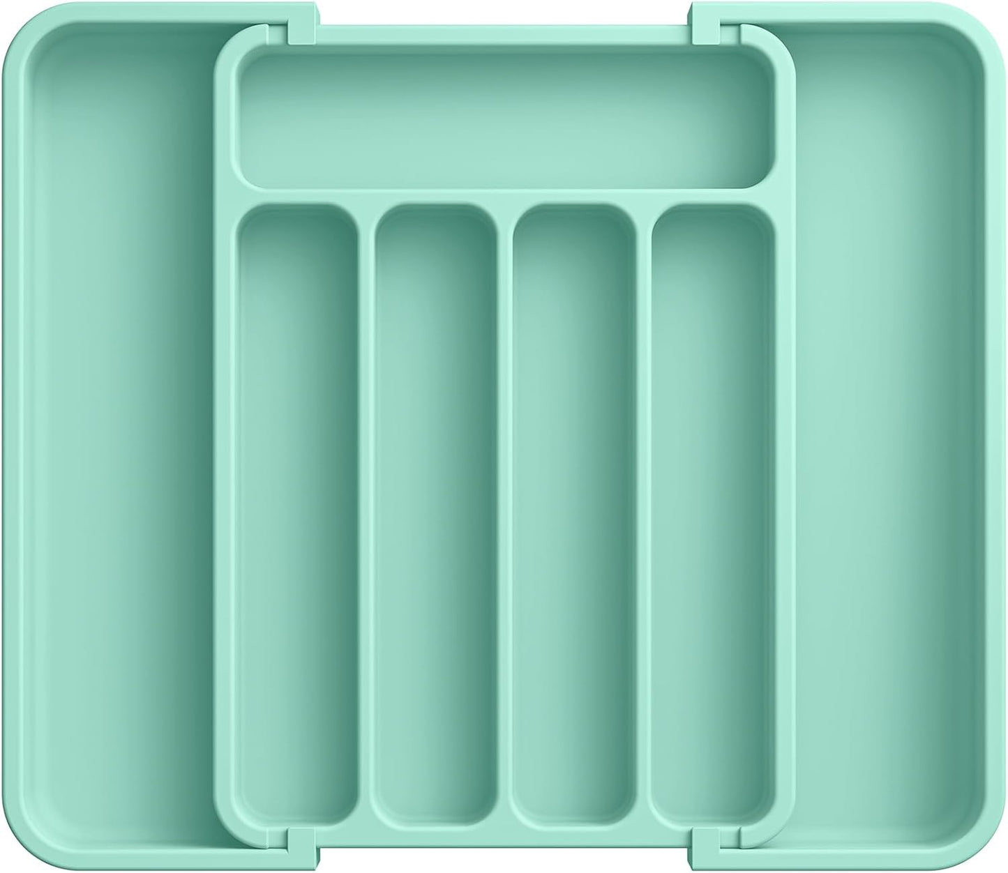 Aujen Silverware Organizer - Expandable Kitchen Drawer Organizer, Adjustable Utensil Organizer, Cutlery Tray for Forks, Knives, Multipurpose Kitchen Organizers and Storage Solution, Green, Medium