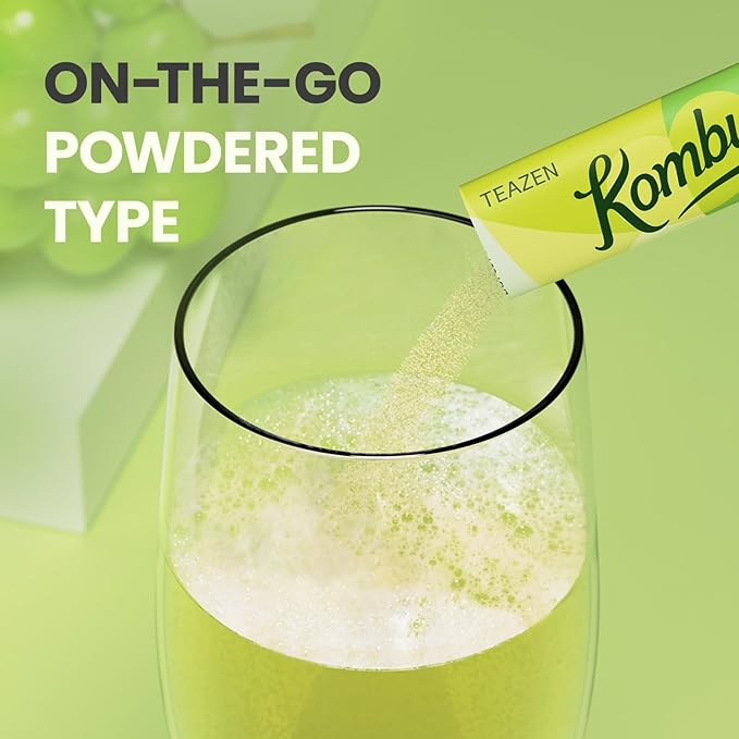 TEAZEN Shine Muscat Kombucha Tea, Electrolyte & Hydration Drink Mix, Sugar Free, Live Probiotics & Prebiotics, 30 Sticks, 5.29oz