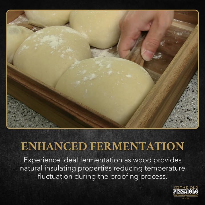 Wooden Pizza Dough Proofing Box w/Lid – 16” x 12” – Made From Natural Acacia Wood – 2-Pack