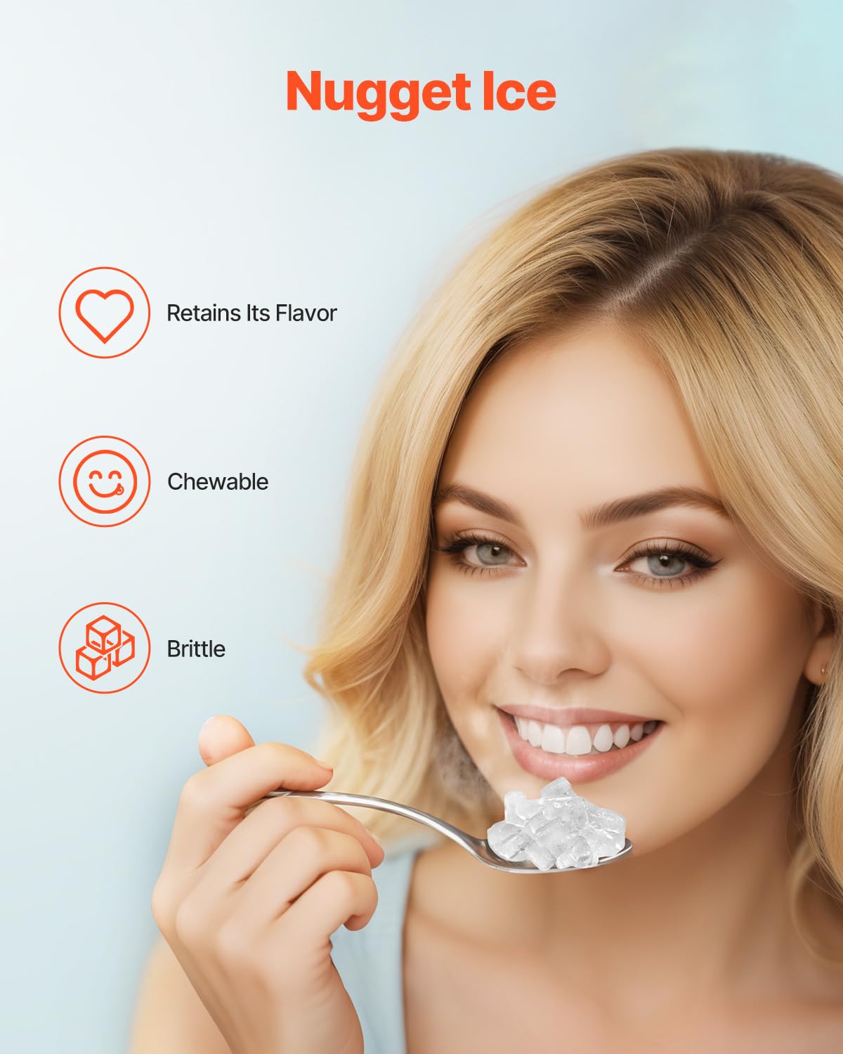 VEVOR Nugget Ice Maker, 37lbs/24H, with Self Cleaning, with Ice Scoop and Basket, Stainless Steel Ice Machine with Convenient Ice Transfer for Home Kitchen Office