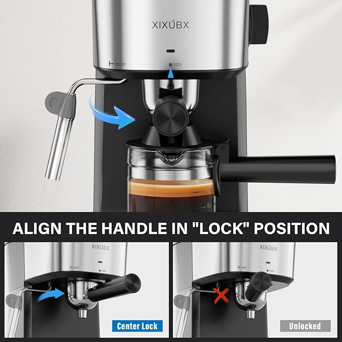 6 Bar Espresso Machine, 800W Compact Coffee Maker with Stainless Steel Cup Warmer, Steam Milk Frother, Automatic Pressure Relief, Cappuccino & Latte Maker, Black, for Home and Office