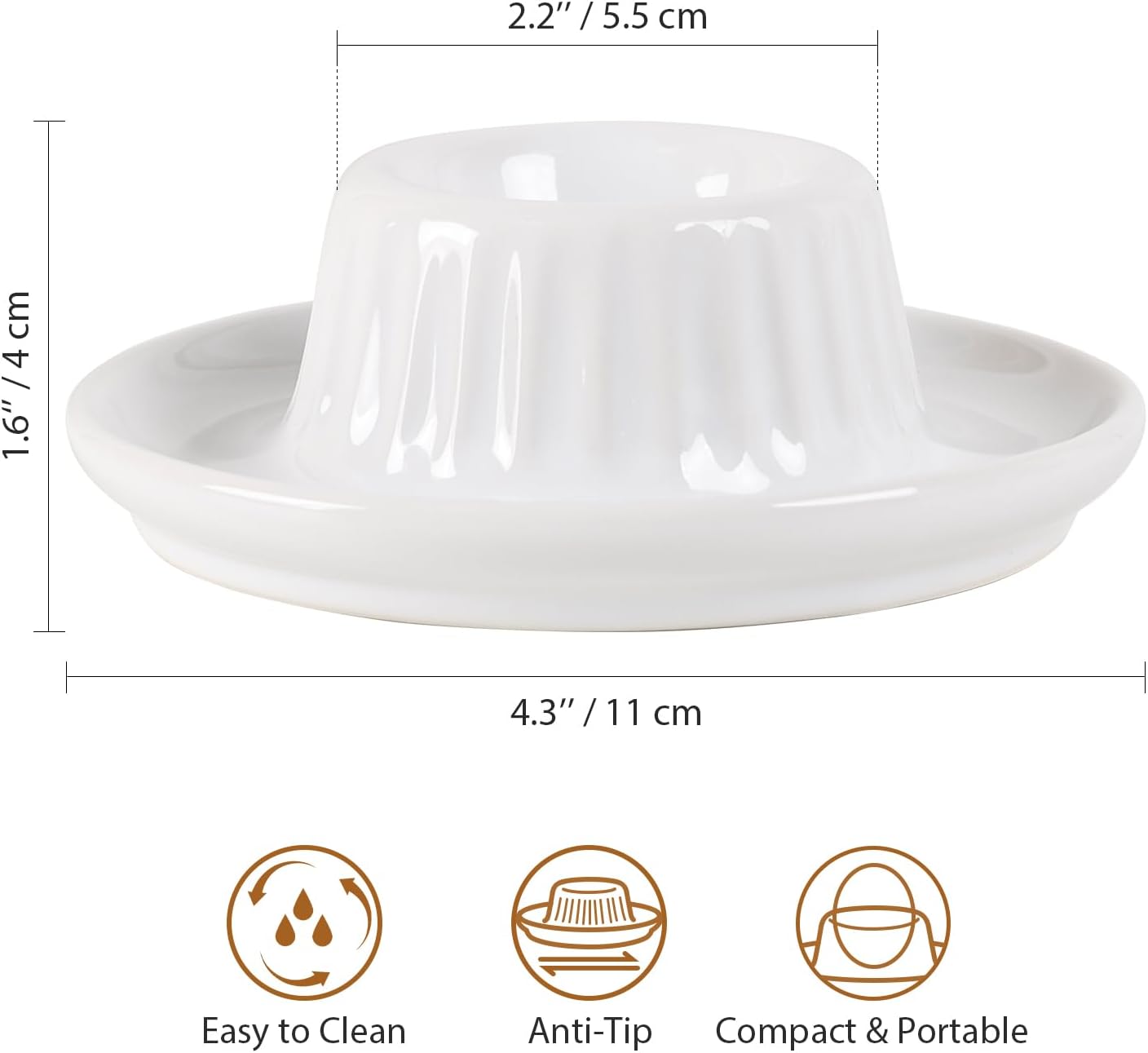 INGOFIN 2 Pcs Ceramic Egg Cups, Soft Boiled Egg Holders Set, Classic Porcelain Stackable, Easy to Clean Tray, Decorative Serving Dish for Breakfast, Easter or Kitchen, White