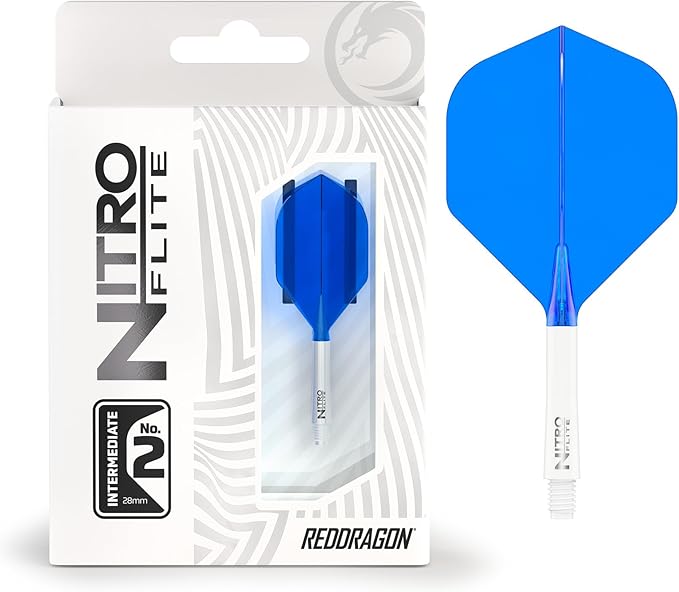 RED DRAGON Darts – Nitro Flite Integrated Flight & Shaft System – No.2 Shape and Design - Available in Short, Intermediate & Medium - Available in Variety of Colours - Professional Darts Accessories