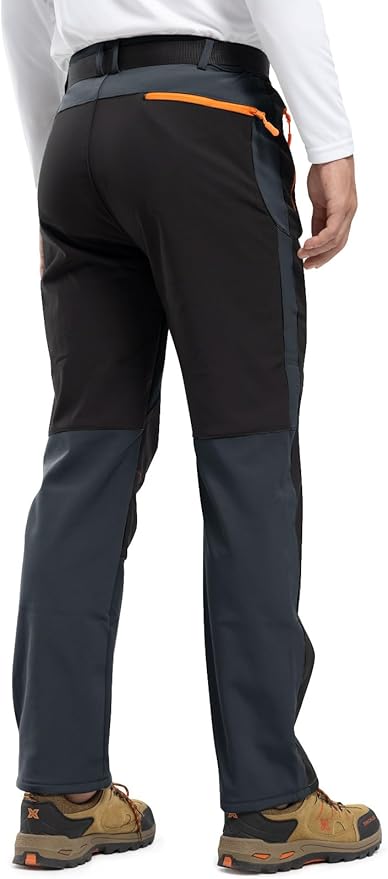 Rdruko Men's Snow Ski Pants Waterproof Insulated Winter Outdoor Snowboard Hiking Fleece Pants with Belt