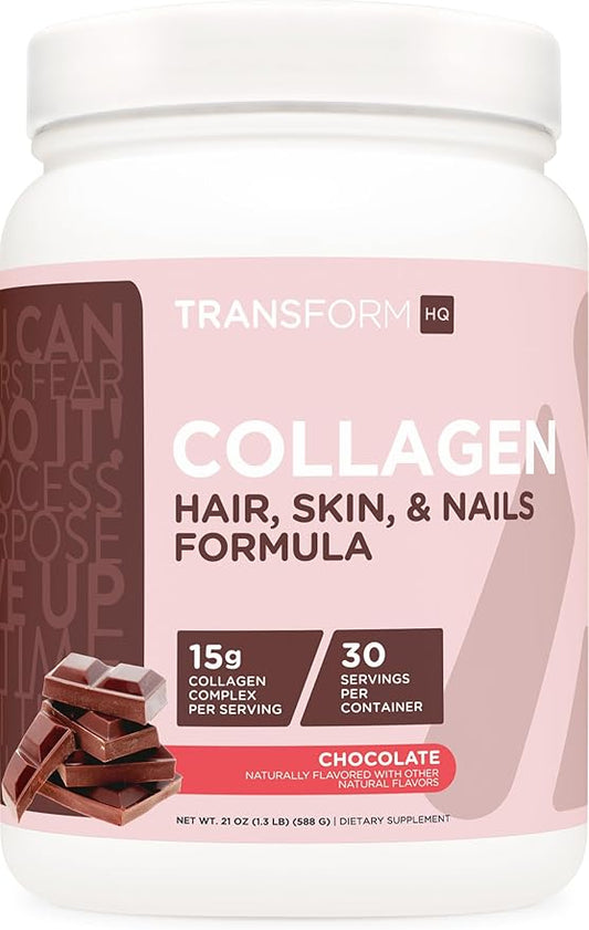 TransformHQ Beauty Collagen (30 Servings) Chocolate - Hair, Skin, & Nails Formula