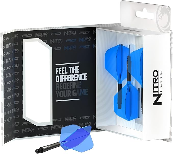 RED DRAGON Darts – Nitro Flite Integrated Flight & Shaft System – No.2 Shape and Design - Available in Short, Intermediate & Medium - Available in Variety of Colours - Professional Darts Accessories