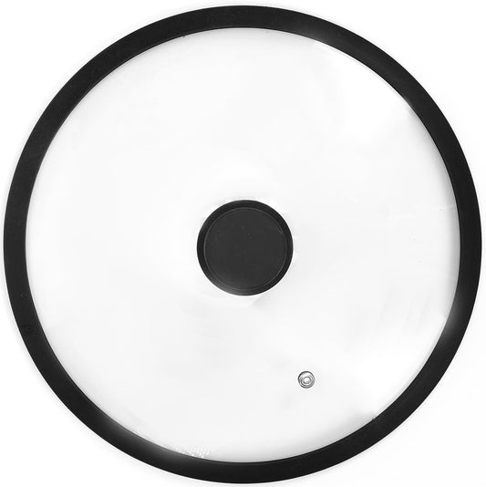 Silicon Glass Lid for Pot,Pan,Skillet Fits 10"(26CM) Cookware Silicon lid Dishwasher Safe, Replacement Lid Vented Tempered Glass with Heat Resistant Silicone Rim By HR Huare Technology, Black,1 Pack