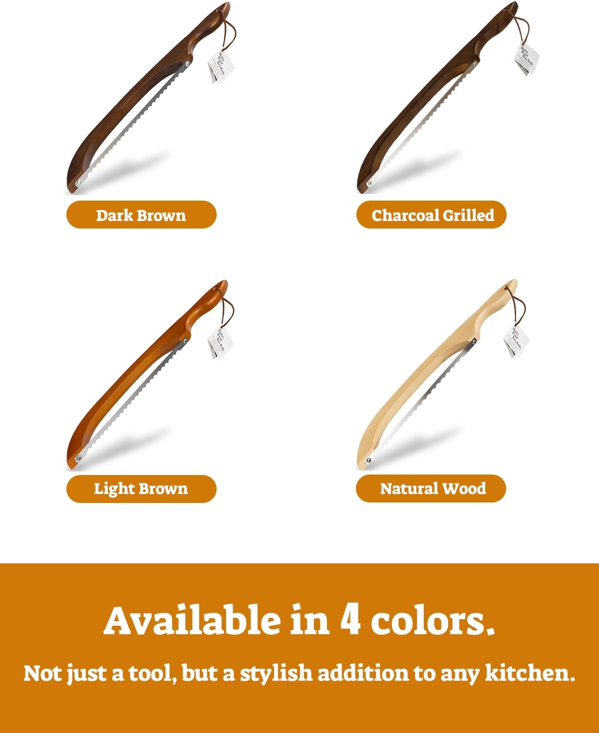 16.5” Bread slicer for Homemade Bread, Serrated Bread Knife for homemade bread with Bow Design, Premium Bread Knife, Bread Slicer, Bread Cutter for Bagels, Baguettes, Dark Brown Color