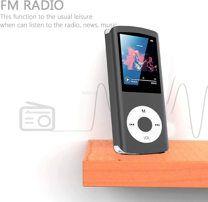 MP3 Player / MP4 Player, Hotechs MP3 Music Player with 64GB Memory SD Card Slim Classic Digital LCD 1.82'' Screen Mini USB Port with FM Radio, Voice Record (Black)