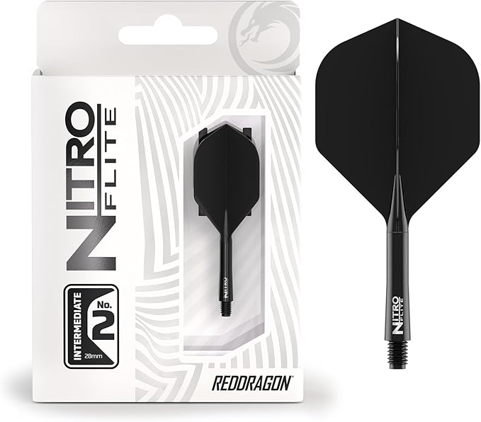 RED DRAGON Darts – Nitro Flite Integrated Flight & Shaft System – No.2 Shape and Design - Available in Short, Intermediate & Medium - Available in Variety of Colours - Professional Darts Accessories