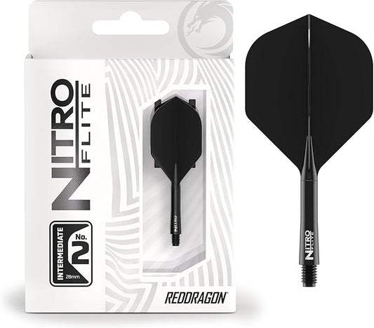 RED DRAGON Darts – Nitro Flite Integrated Flight & Shaft System – No.2 Shape and Design - Available in Short, Intermediate & Medium - Available in Variety of Colours - Professional Darts Accessories