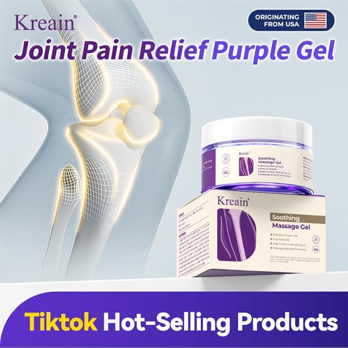Kreain Nature Soothing Massage Pain Relief Gel, Joint Purple Gel Cooling Soothes Cream for Knees, Hand Arthritis, Lumbar, Neck and Shoulders(3.5 Ounce, 1 Pack)