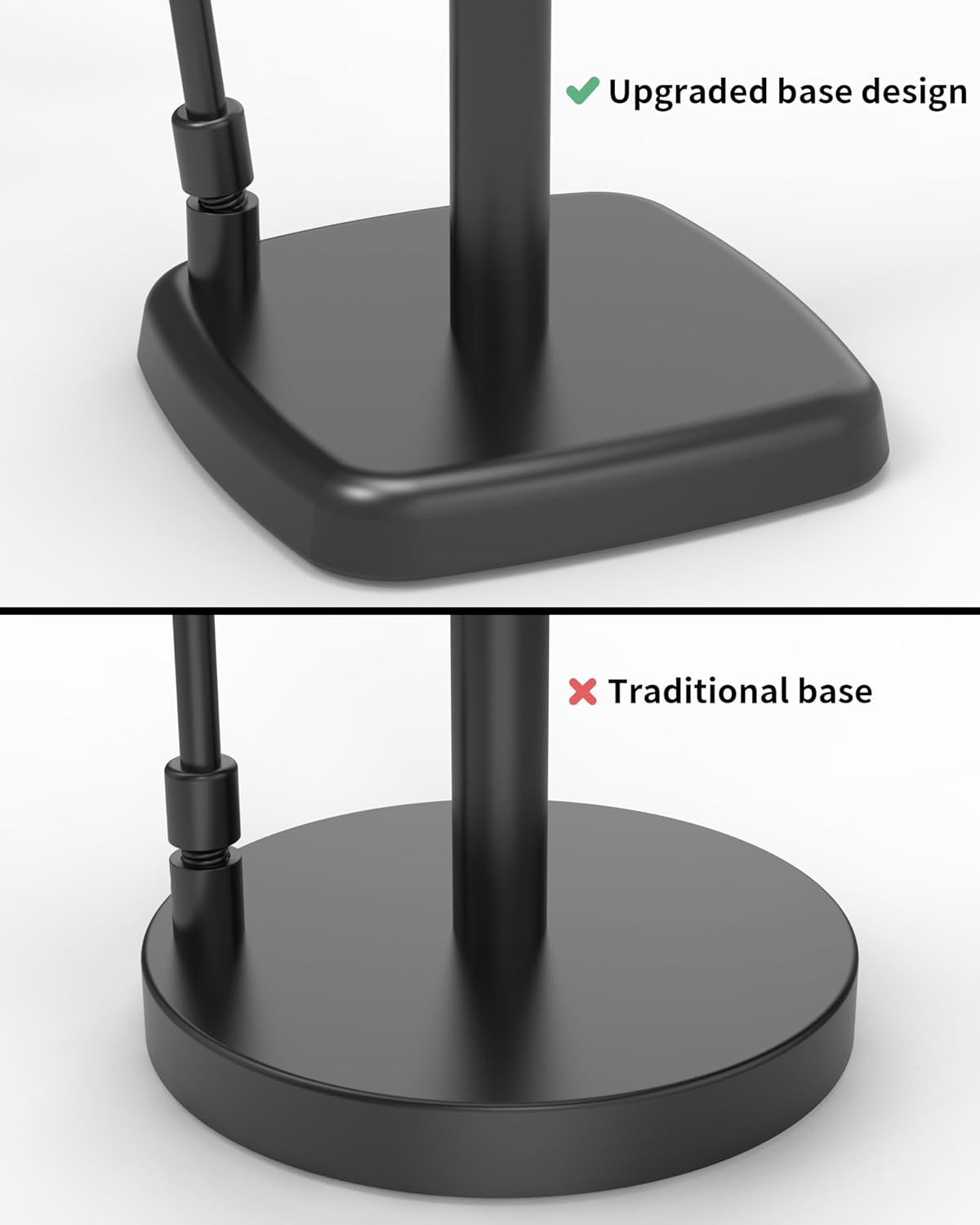 Paper Towel Holder Countertop Black, Paper Towel Dispenser Standing Weighted Base Non-Slip, Spring Arm Fit Most Size Tissue Roll, Stainless Steel Paper Towel for Home Kitchen Tabletop