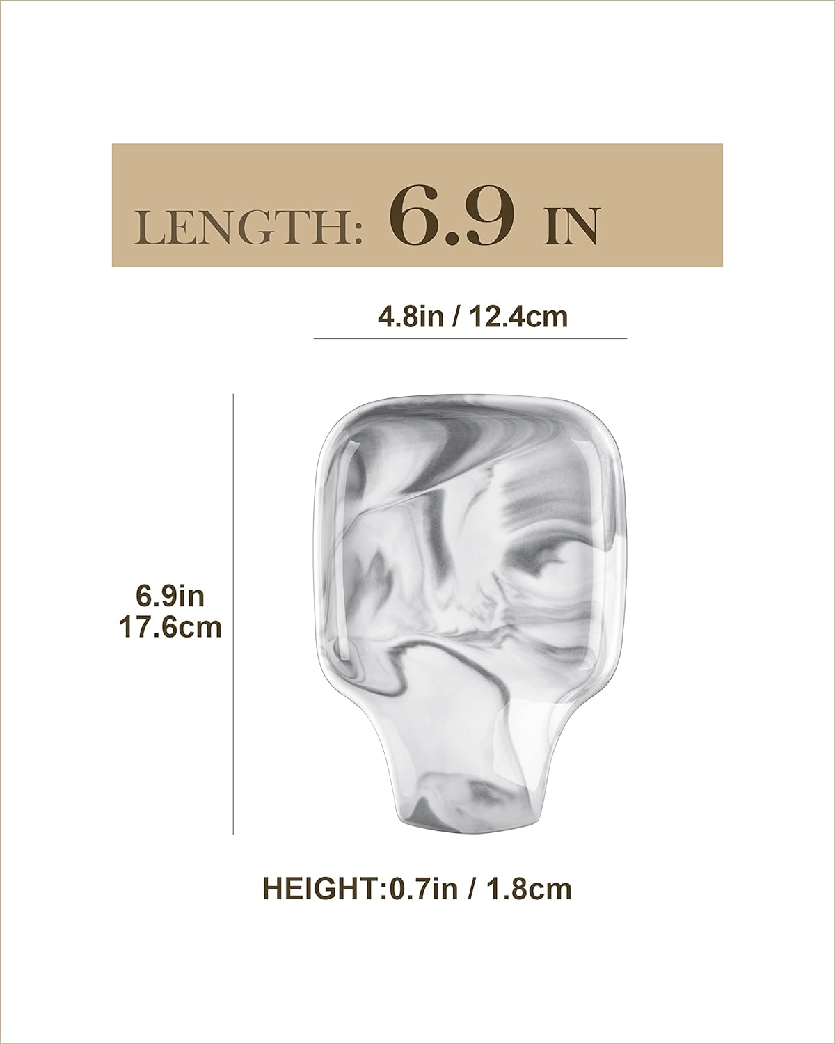 MALACASA Spoon Rest, Large Spoon Rests for Stove Top, Porcelain Spoon Holder for Kitchen Counter, Utensils Rests, Cooking Spoon Holders for Spatula Ladle Tongs, Marble Grey, Series REGULAR