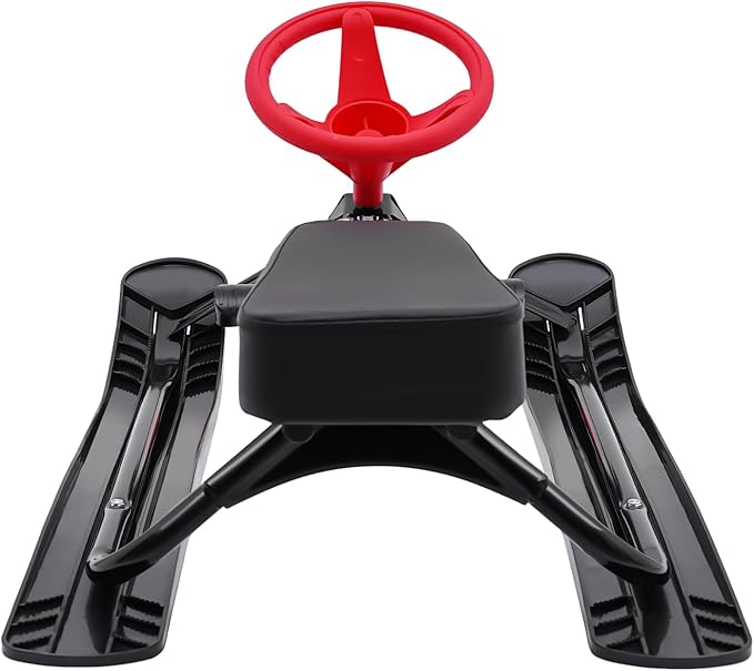 Snow Racer Sled for Kids, Dual Brakes Snowmobile Sled Ski with Steering Wheel, Snow Sledge for Skiing, Ice Skating, Sand Skating, Single Rider 45 x 20 x 15 inches