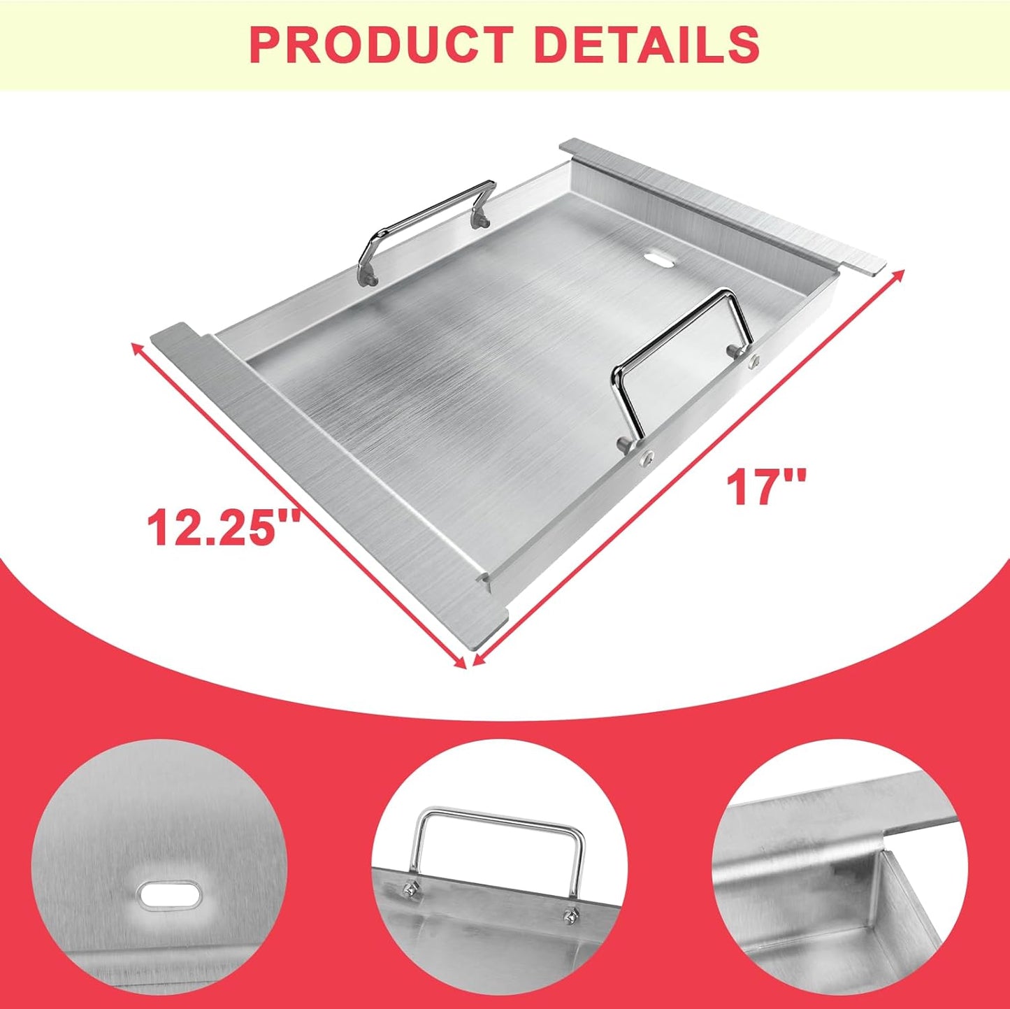 Upgrades Half Griddle for Ninja FlexFlame Grills, Stainless Steel Sizzle Griddle Plate for Ninja PG300 Grill Accessories, Compatible with ninja-Flex Flame Grill Accessories XSKHLFGRIDLE, 17''L x 12''W