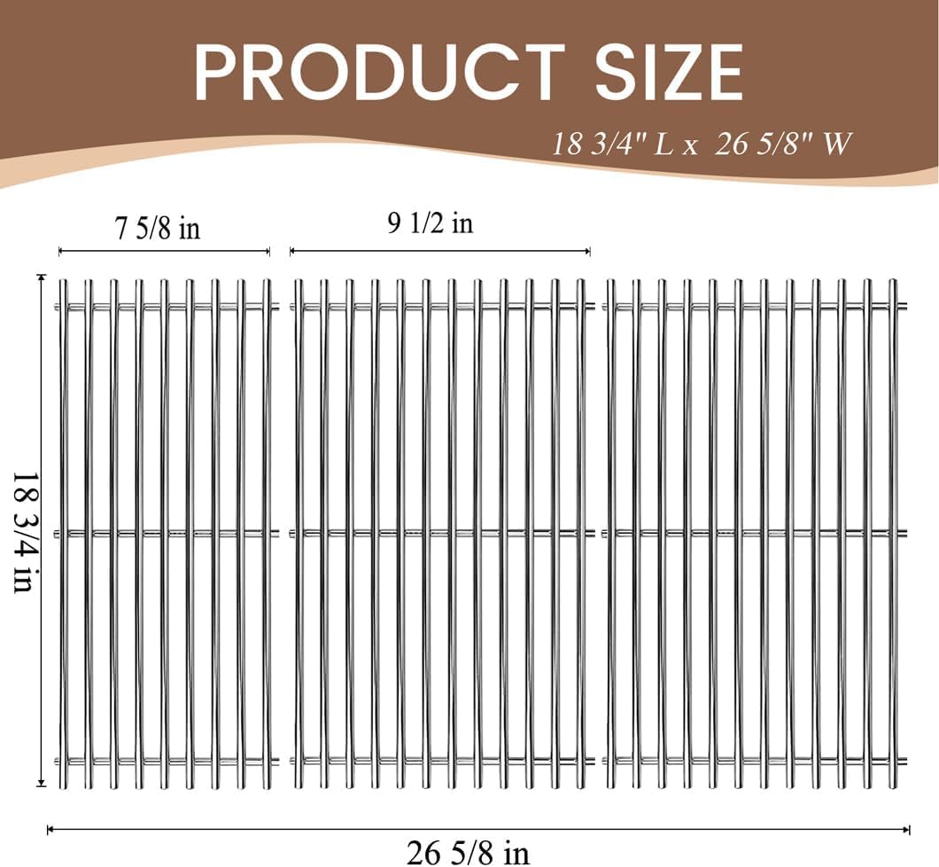 SF312C (3-Pack) 18 3/4" Stainless Steel Grates Replacement for BBQ Pro BQ05041-28, BQ51009 and Charbroil 463210310, 463210511, 463211511, 463211512, 463211513, 463211514