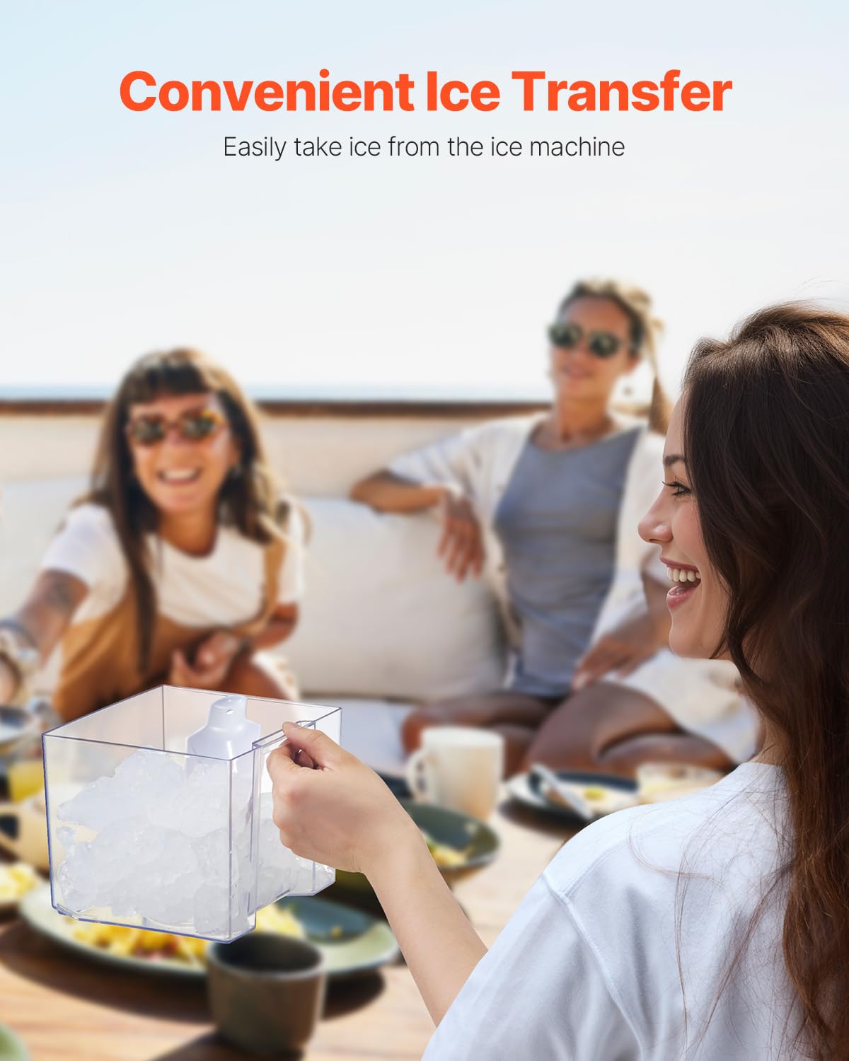 VEVOR Nugget Ice Maker, 37lbs/24H, with Self Cleaning, with Ice Scoop and Basket, Stainless Steel Ice Machine with Convenient Ice Transfer for Home Kitchen Office