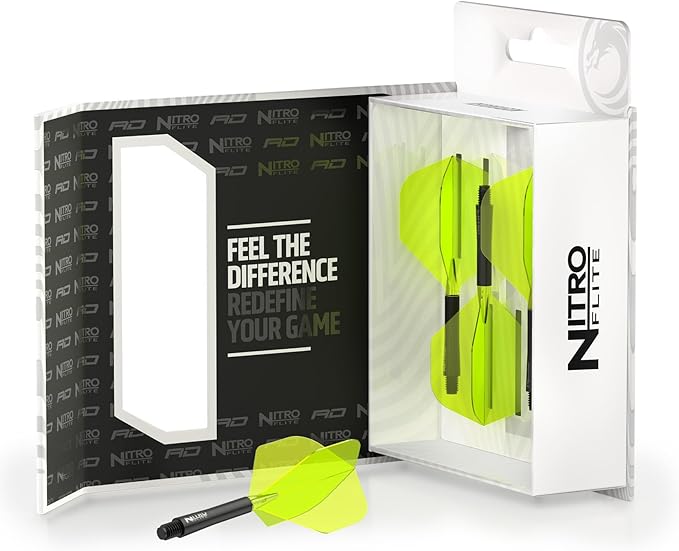 RED DRAGON Darts – Nitro Flite Integrated Flight & Shaft System – No.2 Shape and Design - Available in Short, Intermediate & Medium - Available in Variety of Colours - Professional Darts Accessories