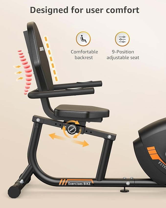 JEEKEE Recumbent Exercise Bike for Seniors,Stationary Bikes for Home, 300LB Capacity & 16 Levels Magnetic Resistance, Heart Rate Handle