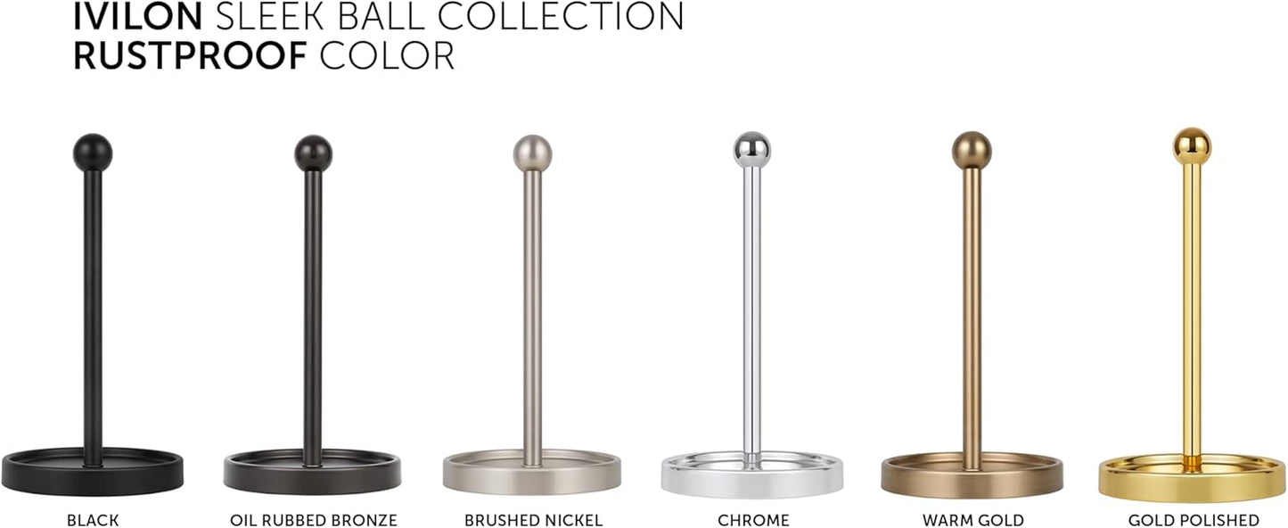 Ivilon Countertop Paper Towel Holder - Modern Sleek Ball Minimalist Design - Color Brushed Nickel