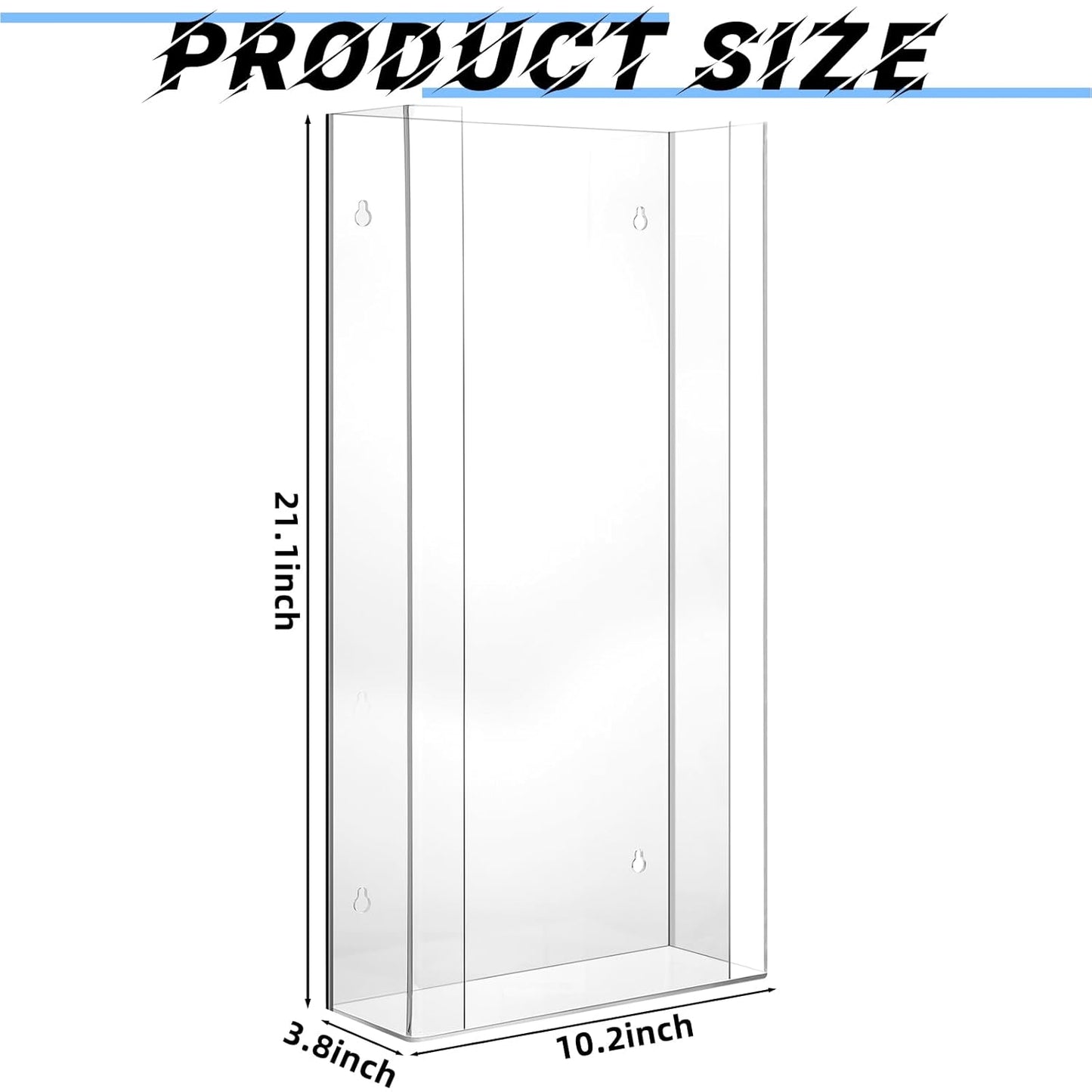 Weysat Wall Mounted Acrylic Glove Box Holder Double Dispenser Floating Glove Box Organizer Storage Rack for 4 Boxes for Kitchen Cleaning Closet Lab Exam Office (21.1 h x 10.2 W x 3.5 D)