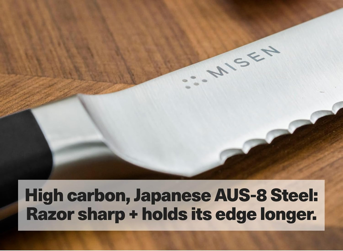 Misen Serrated Bread Knife – High-Carbon Japanese AUS8 Steel – Effortless Slicing of Bread, Pastries, and Fruits – Razor-Sharp Edge and Durable Blade with Ergonomic Handle - 5", Black