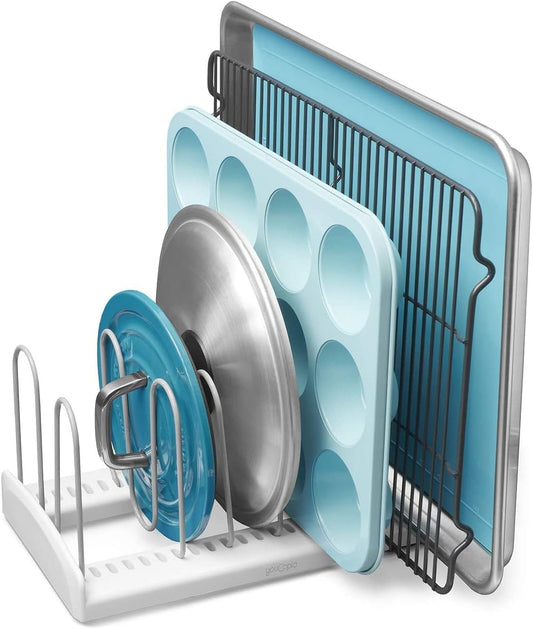 YouCopia StoreMore Adjustable Pan and Lid Rack, Pot Lids and Pans Organizer for Kitchen Cabinet Storage, Classic Edition