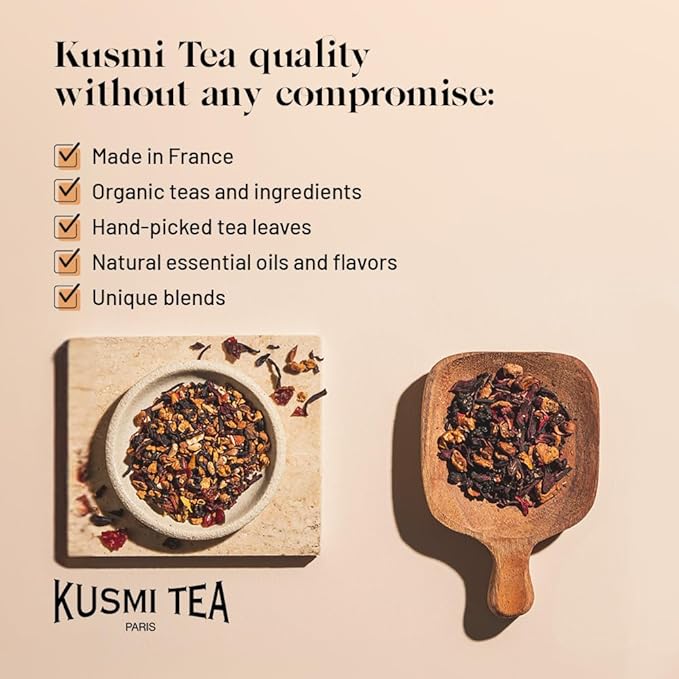 Kusmi Tea - Blue Detox - Blend of Green Tea, Mate & Pineapple - Rosehip, Rooibos, Mint, Guarana Flavours - Enjoy Hot or Iced - Exotic Infusion Perfect for Tea Lovers - 20 Tea Bags